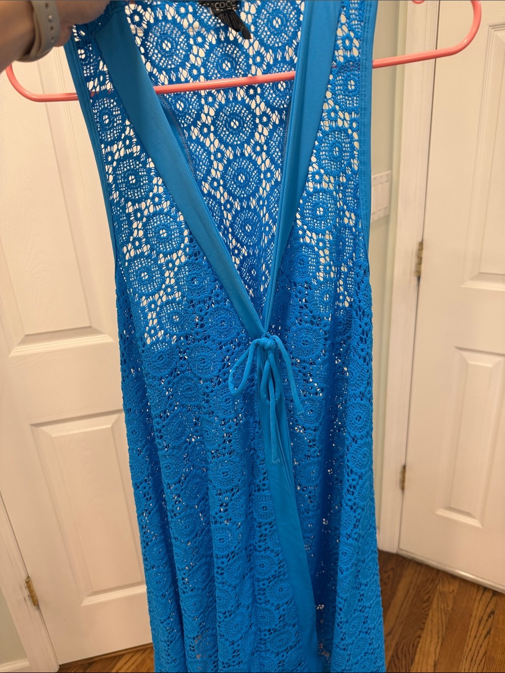 Bright Blue Crochet Maxi Cover-Up